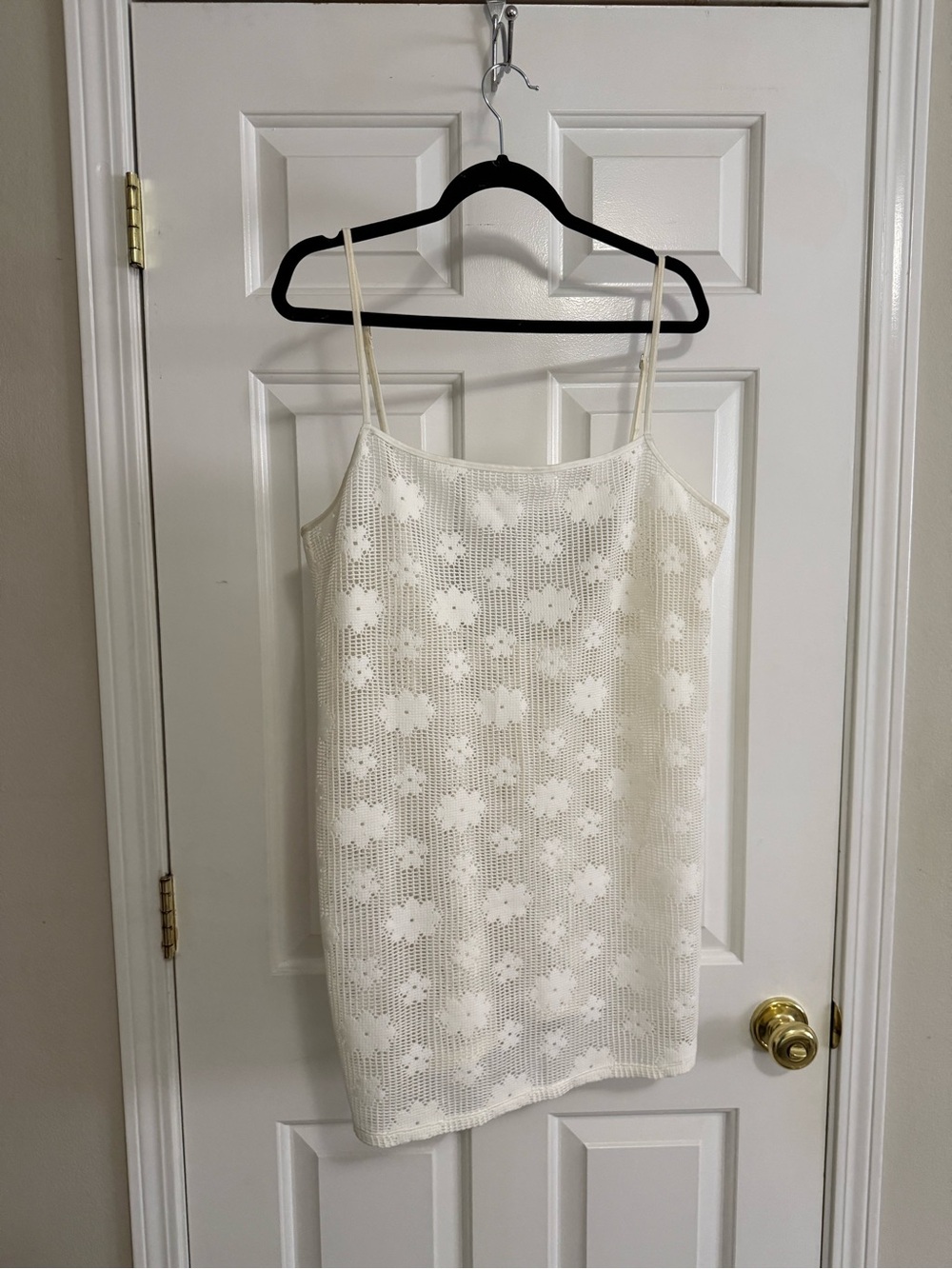 Crochet Floral Slip Dress - Beach Coverup